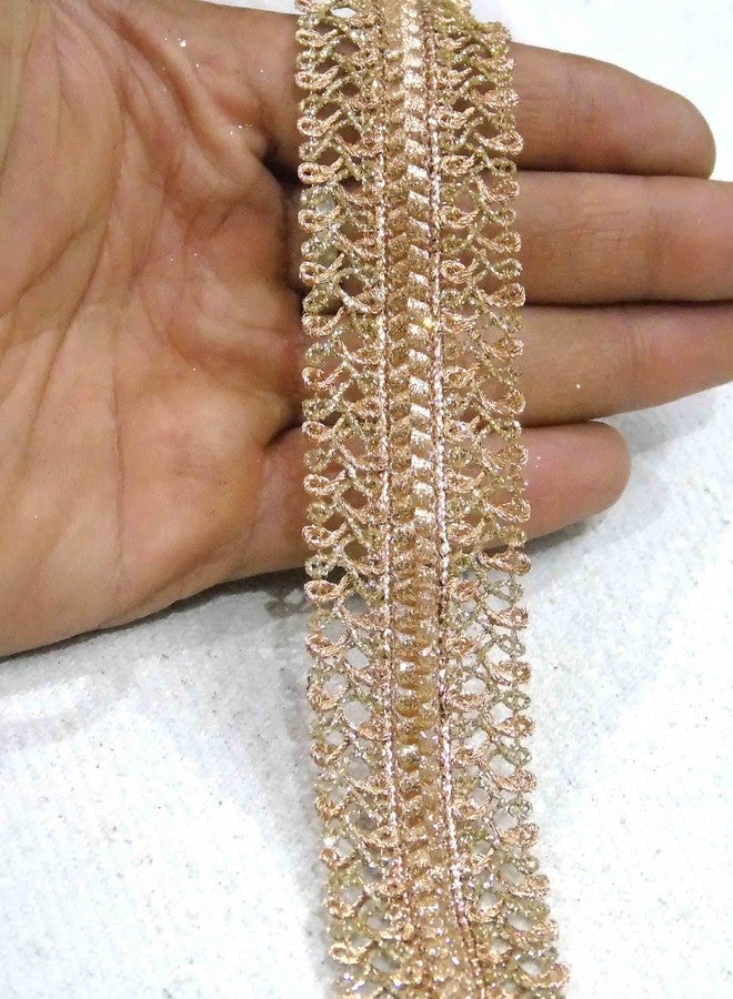 Strala Golden Color Laces for Dresses, Sarees, Lehenga, Suits, Bags, Decorations, Borders, Crafts and Home Décor,Blouse (9mtr) Design-211 (Rose Gold)